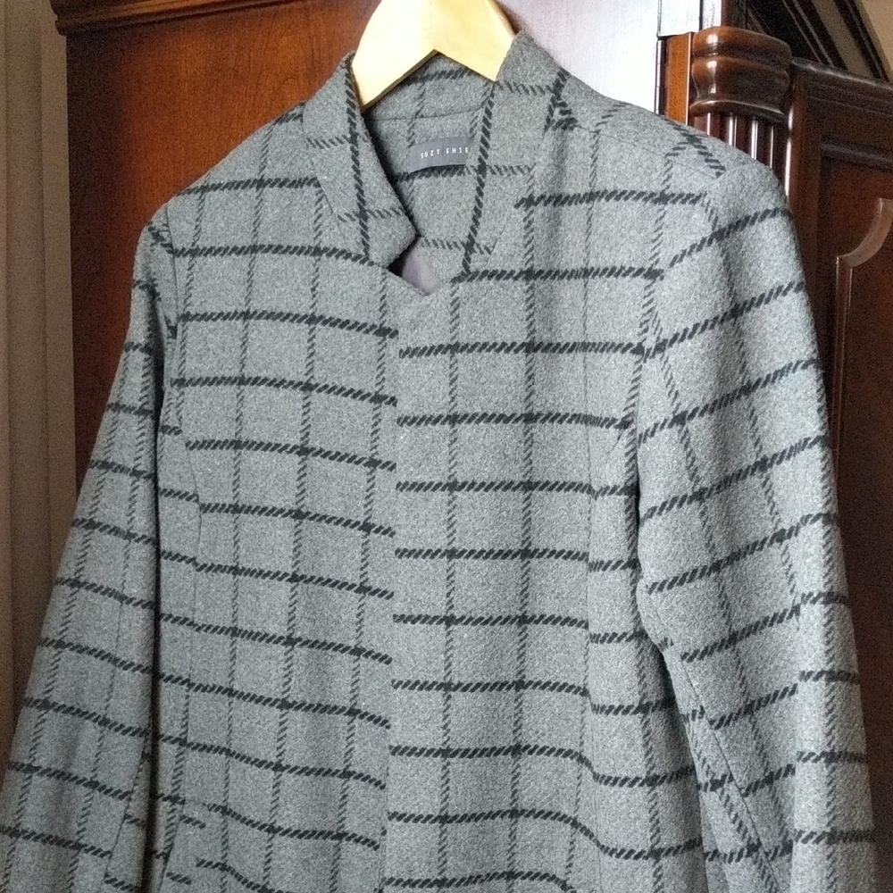 Checkered Trench Coat Small - Picture 2 of 7